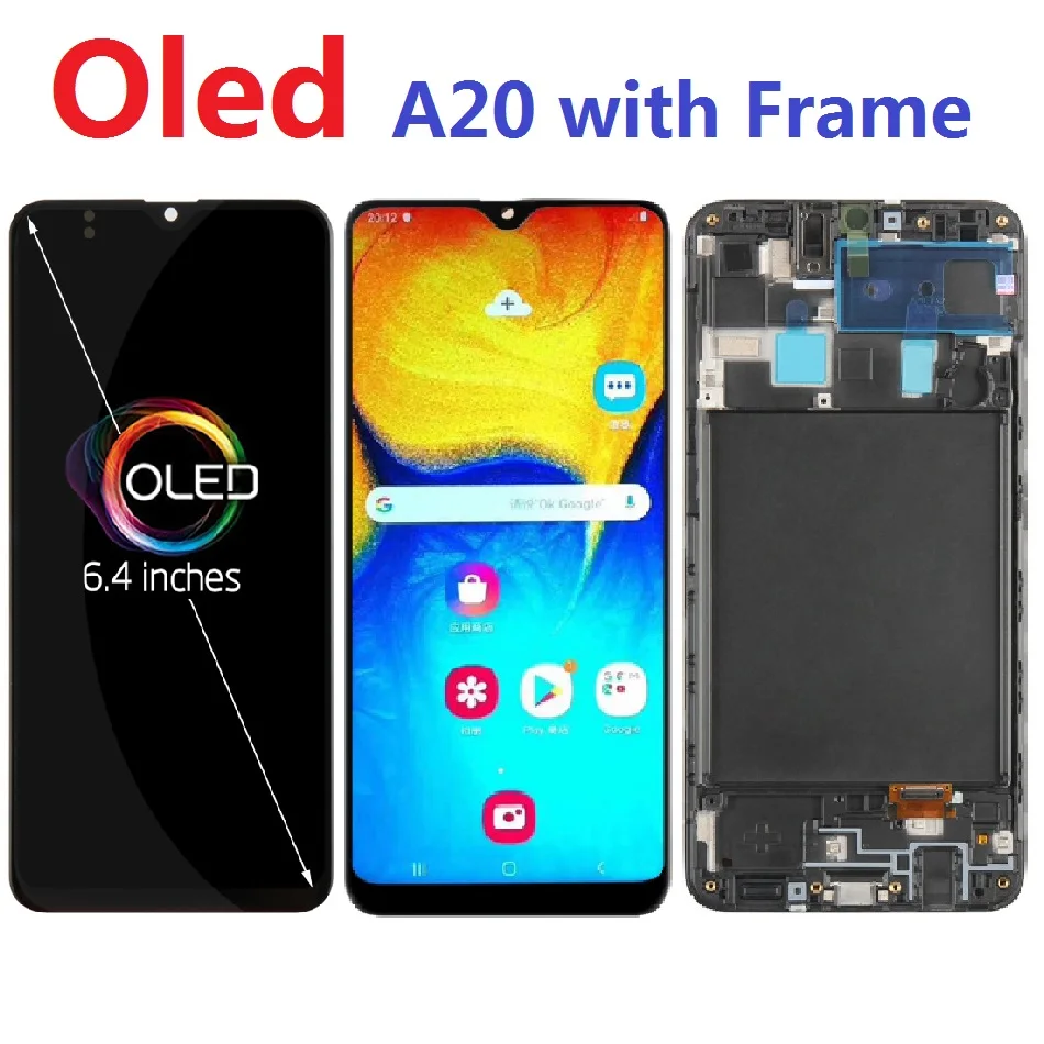 Oled для Samsung Galaxy A20 SM A205F A205FN A205F/DS A205M A205G ЖК дисплей сенсорный экран дигитайзер