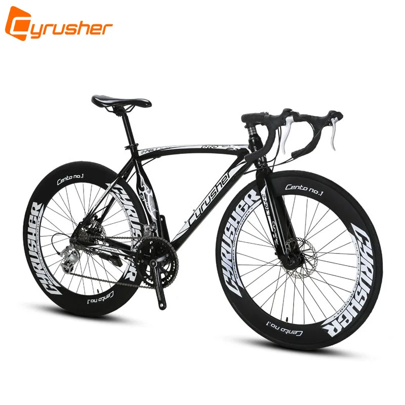 Cyrusher XC700 спортивный гоночный шоссейный велосипед 16 скоростей 700C 54/56 см светильник с алюминиевой рамой Pro Мужской дорожный велосипед механические дисковые тормоза - Цвет: Black