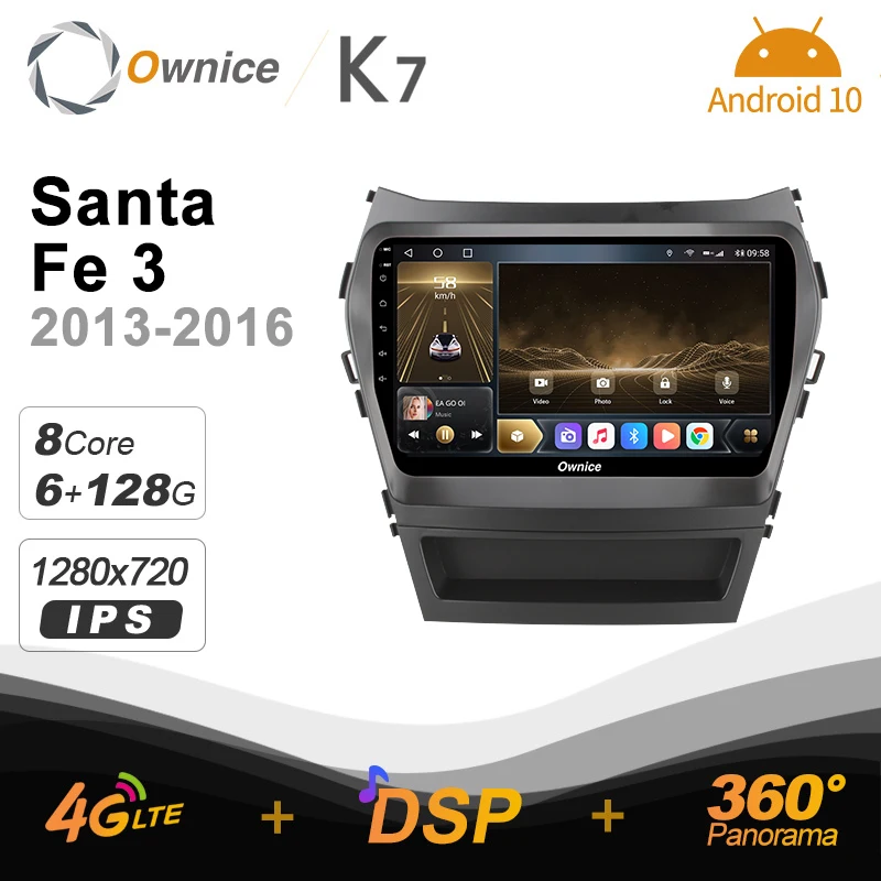 

Ownice K7 Android 10.0 Car Radio Stereo for Hyundai Santa Fe 3 2013 - 2016 4G LTE 360 2din Auto Audio System 6G+128G SPDIF