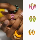 HangZhi, новинка 2021, разноцветные, волнистые, геометрические, глянцевые, для женщин, модные украшения для вечерние, кольцо из металлического сплава