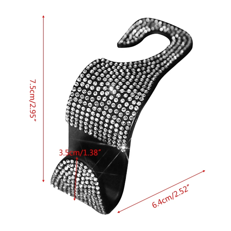 

4Pcs Shiny Crystal Rhinestone Car Backseat Hooks Purse Handbag Auto Seat Hanger 53CB