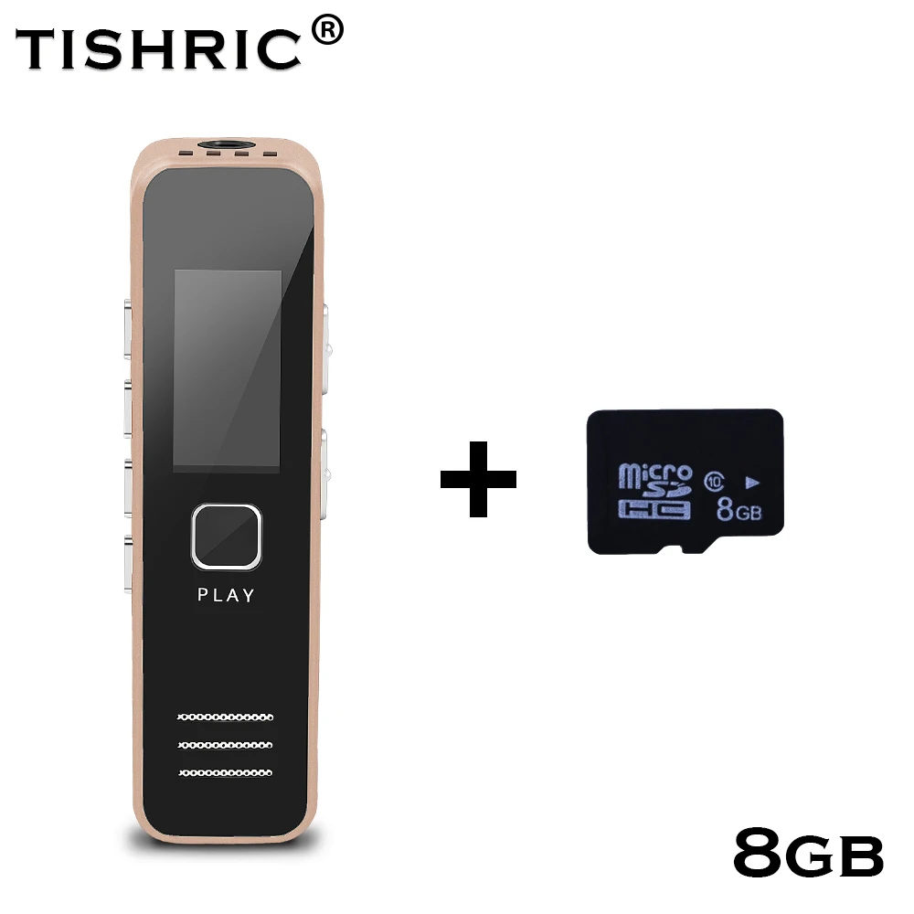 Gold with 8gb TISHRIC 16 Гб цифровой голос/Звук/аудио рекордер Usb диктофон ручка Профессиональный 20HR 10 м MP3 WMA U флэш-накопитель HD экран дисплей - Цвет: Gold with 8gb