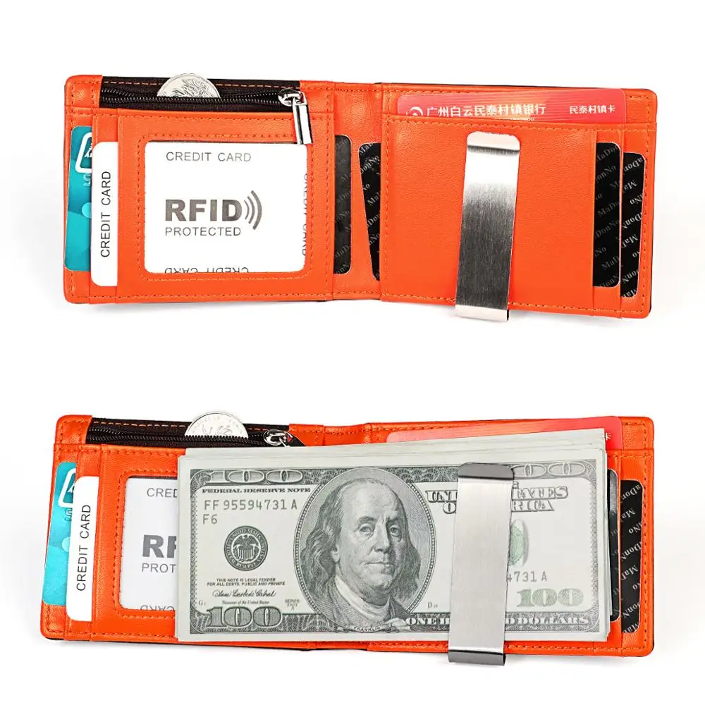 Короткий Мужской кошелек с RFID защитой кредитница кармашком для банковских карт
