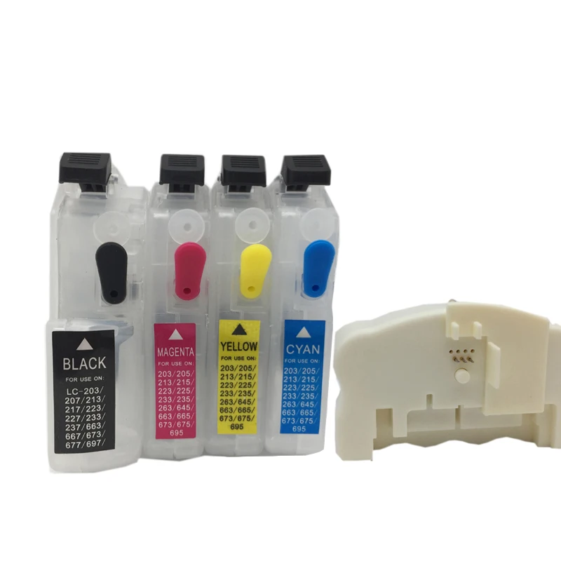 Einkshop QE-665 чип Resetter + многоразовый чернильный картридж для brother LC203 LC205 LC207 LC211 LC213 LC215