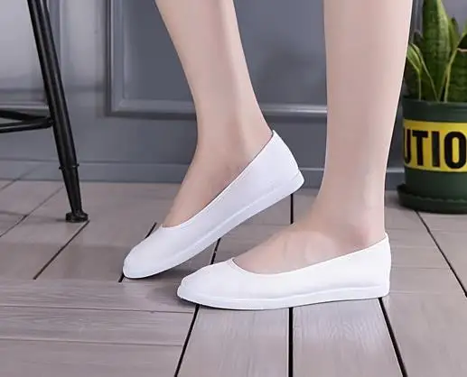 white low 03 Новинка года; парусиновая обувь для медсестры; однотонная женская повседневная обувь на платформе; женская обувь на плоской подошве; feminino; женская обувь; размеры 34-41 - Цвет: white low 03