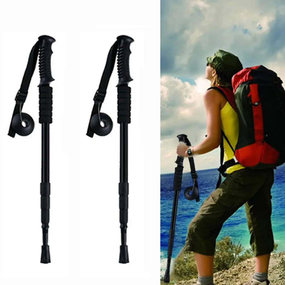 

2pcs Outdoor Hunging Alpenstock Straight Shank Trekking Poles Ultralight Adjustable Walking Sticks for Travel Hiking