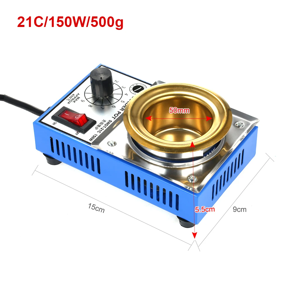 150W 220V 300W припоя горшок плавильная печь для олова терморегуляция Пайка и Распайка ванна 100/80/50/38 мм 200~ 450 по Цельсию штепсельная вилка европейского стандарта - Цвет: 150W