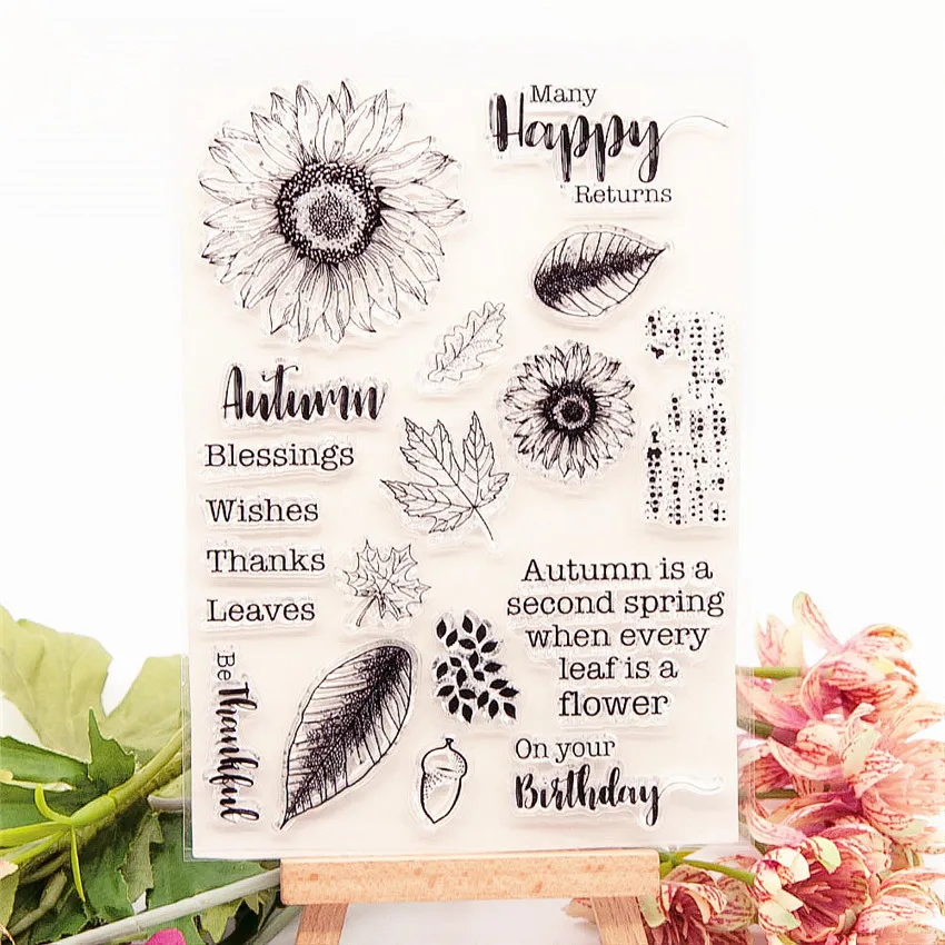 Прозрачные штампы в виде подсолнуха 11*15 5 см/силиконовые уплотнения роликовый