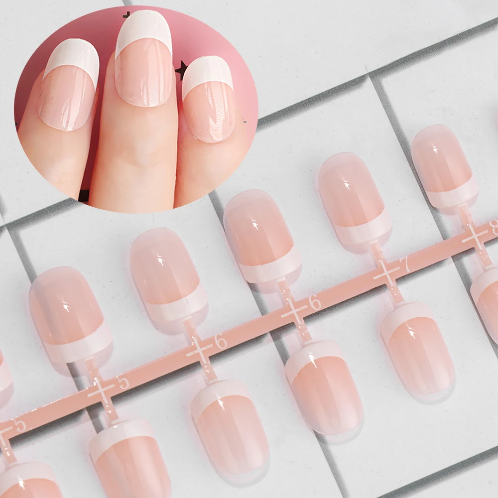 24 шт., DIY светильник, розовый, полное покрытие, кончики для ногтей, натуральные накладные ногти, поддельные ногти, клей для ногтей, маникюр, искусство, Аксессуары для красоты, 5 видов