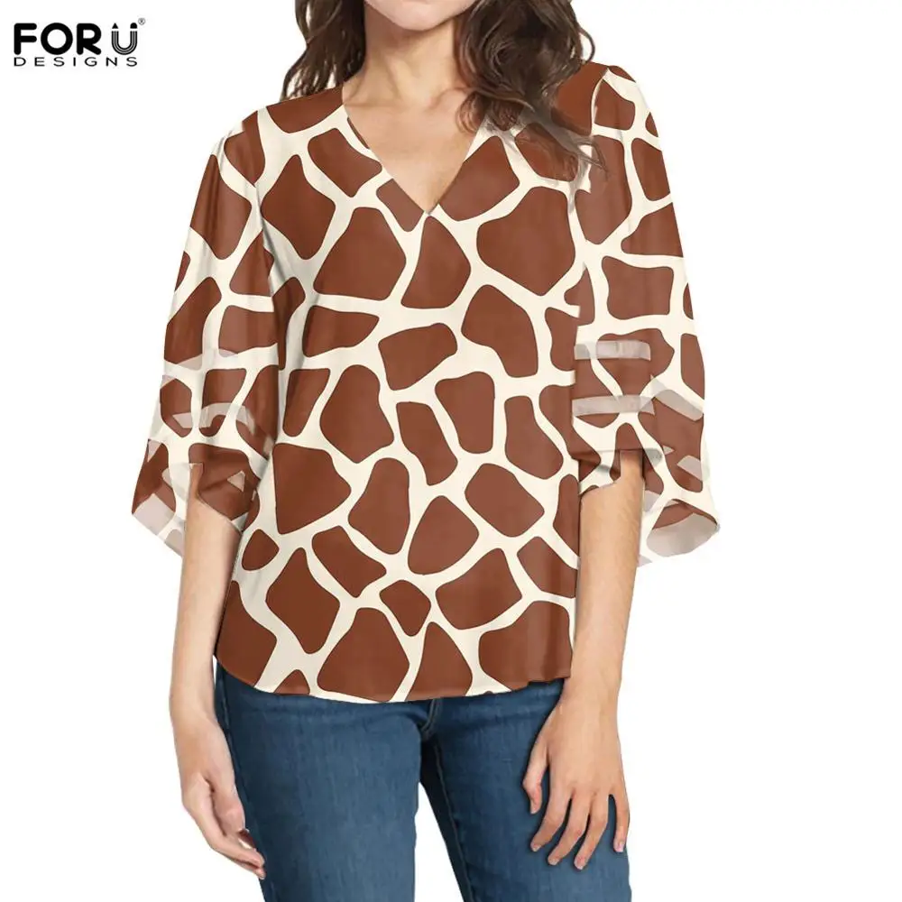 Женская блузка с длинным рукавом и V образным вырезом в полоску|Рубашки| |