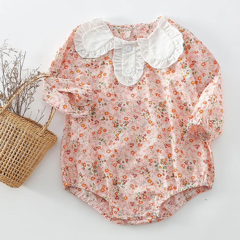 

Spring Autumn Baby Girls Clothes Infant Baby Girls Jumpsuit Cotton Long Sleeve Floral Printing Toddler Baby Girl Romper