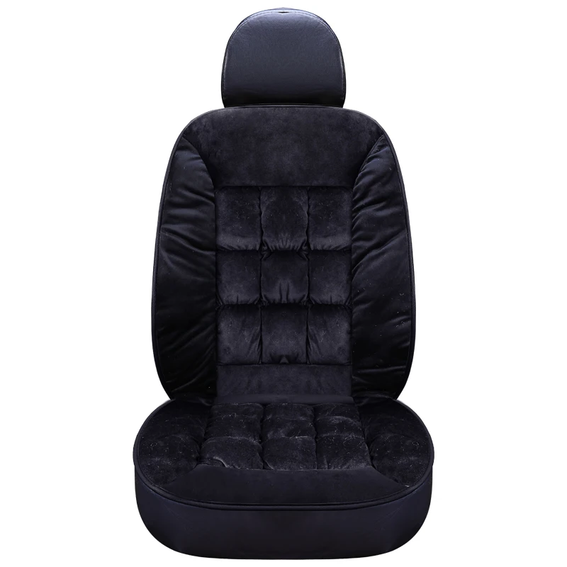 1 pc black 1 шт. Зимний короткий плюшевый теплый автомобильный чехол для переднего сиденья, подушка для автомобильного сиденья, универсальная подушка безопасности, доступны черные - Color Name: 1 pc black