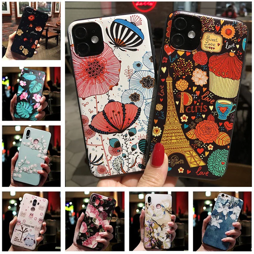

3D Relief Floral Phone Case For Xiaomi Redmi 9C Case TPU Silicon Cover for Xiaomi Redmi9 Redmi 9A 9C 9 C NFC Case Bumper Bag