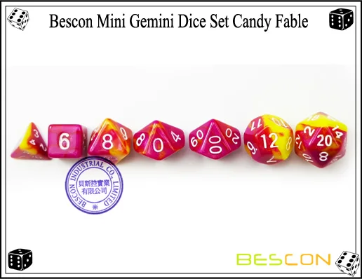 Bescon мини двухцветные многогранные игральные кости, набор 10 мм, маленькие кости набор D4-D20 в трубке, 6 новых разных цветов 42 шт