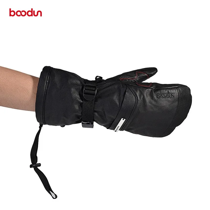 Men Women Genuine Leather Ski Gloves with Portable Pocket Touch Screen Waterproof Warm Outdoor Sports Snowboard Skiing | Спорт и