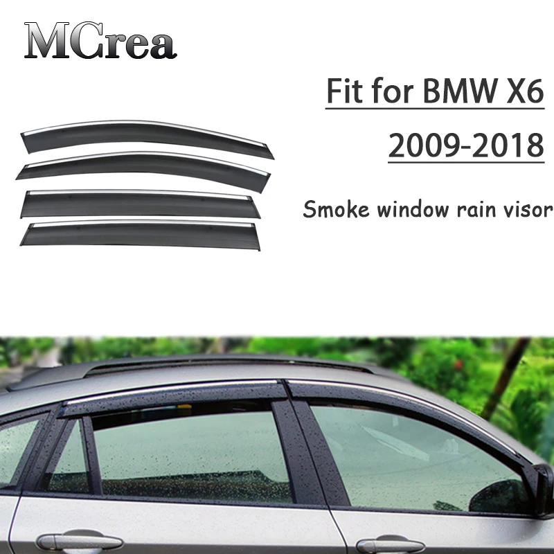 

Auto Parts 4pcs ABS For BMW X6 2009 2010 2011-2018 Car Smoke Window Visor Keep Fresh Air convection Accessories