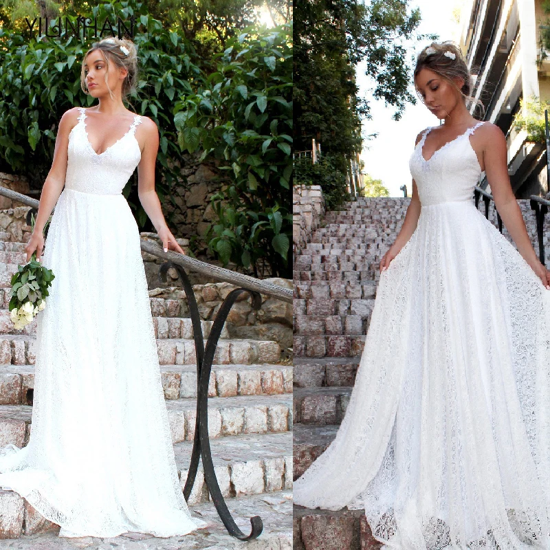 

YILINHAN 2021 Women White Dress Lace Mesh Sexy Beach Dress Backless Party Long Dresses High Quality Plus Size Bridesmaid Dress