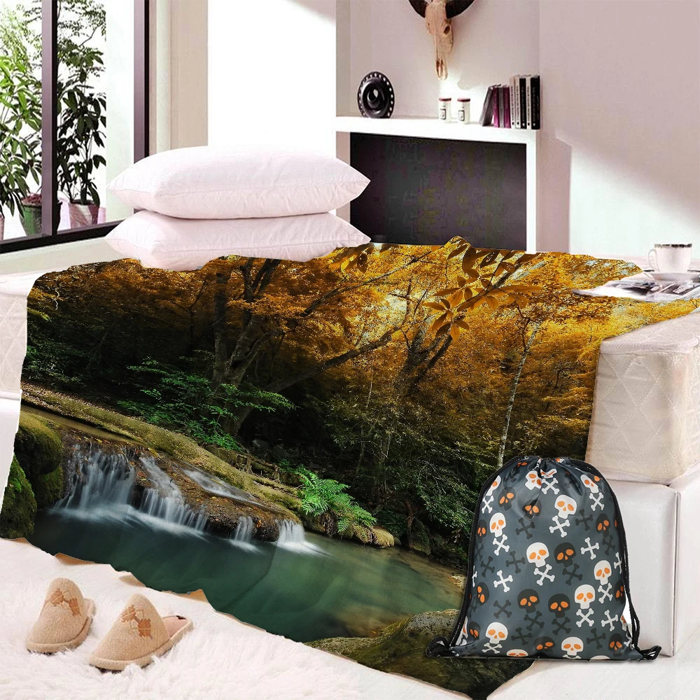 

Throw Blanket Spooky View Through Forest Branches Trees Foggy Sky with Stars Warm Microfiber Blankets for Beds