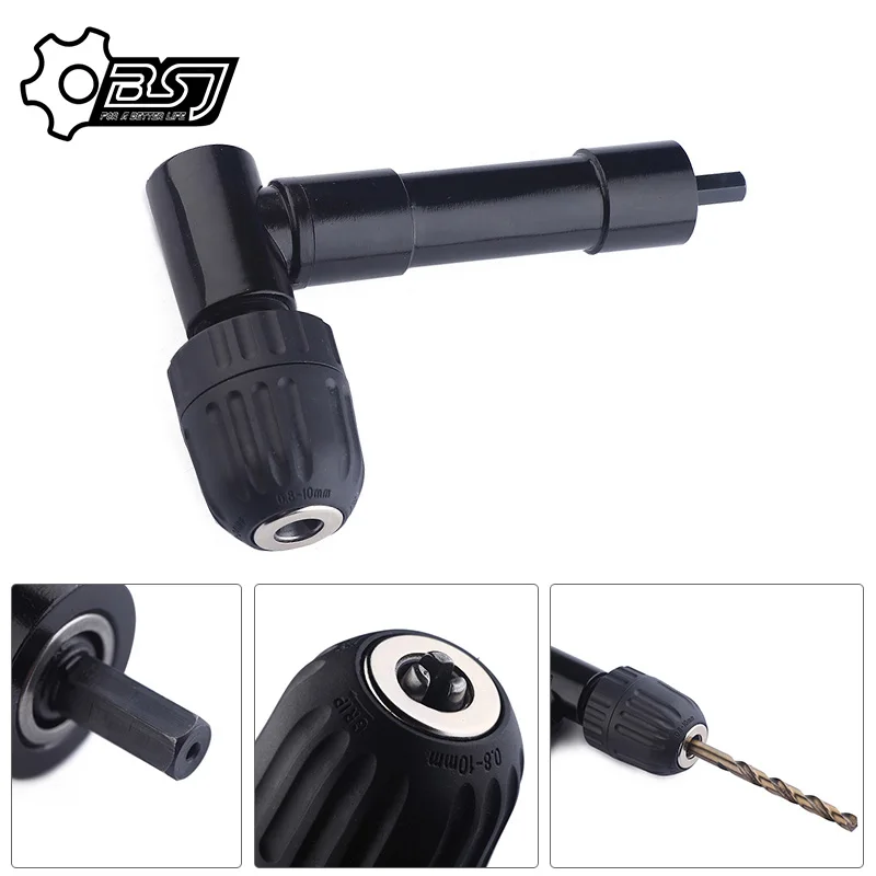 

90 Degree Right Angle Keyless Chuck Impact Drill Adapter Electric Power Cordless Drill Attachment Angle Adaptor