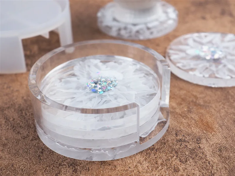 

DIY Crystal Epoxy Resin Mold Coaster Round Coaster Box Storage Box Mirror Silicone Mold For Resin