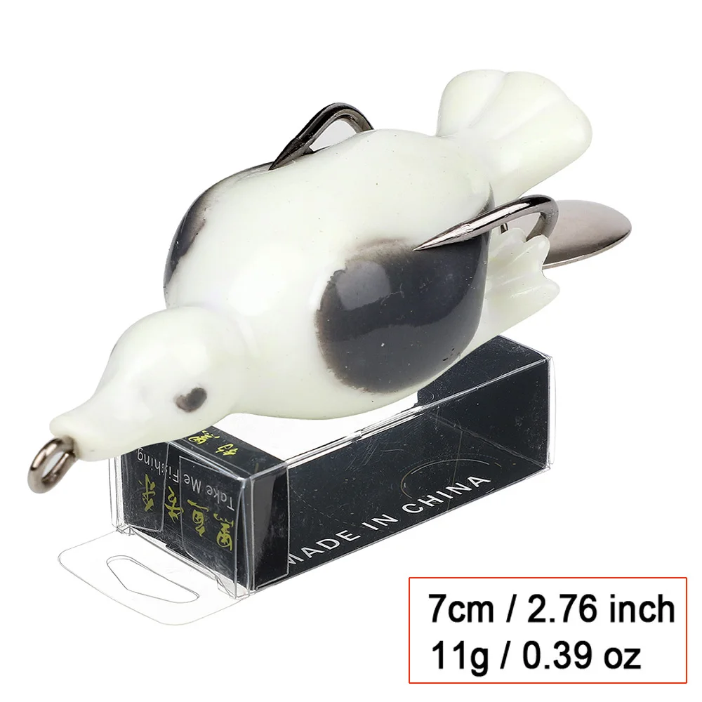White 7cm 11g DONQL 1 шт. лягушка утка Рыбалка Тонущая приманка воблеры Искусственные Силиконовые мягкие приманки ложка 7 см 11 г топвотер лягушка джиг, приманка для рыбалки - Цвет: White 7cm 11g
