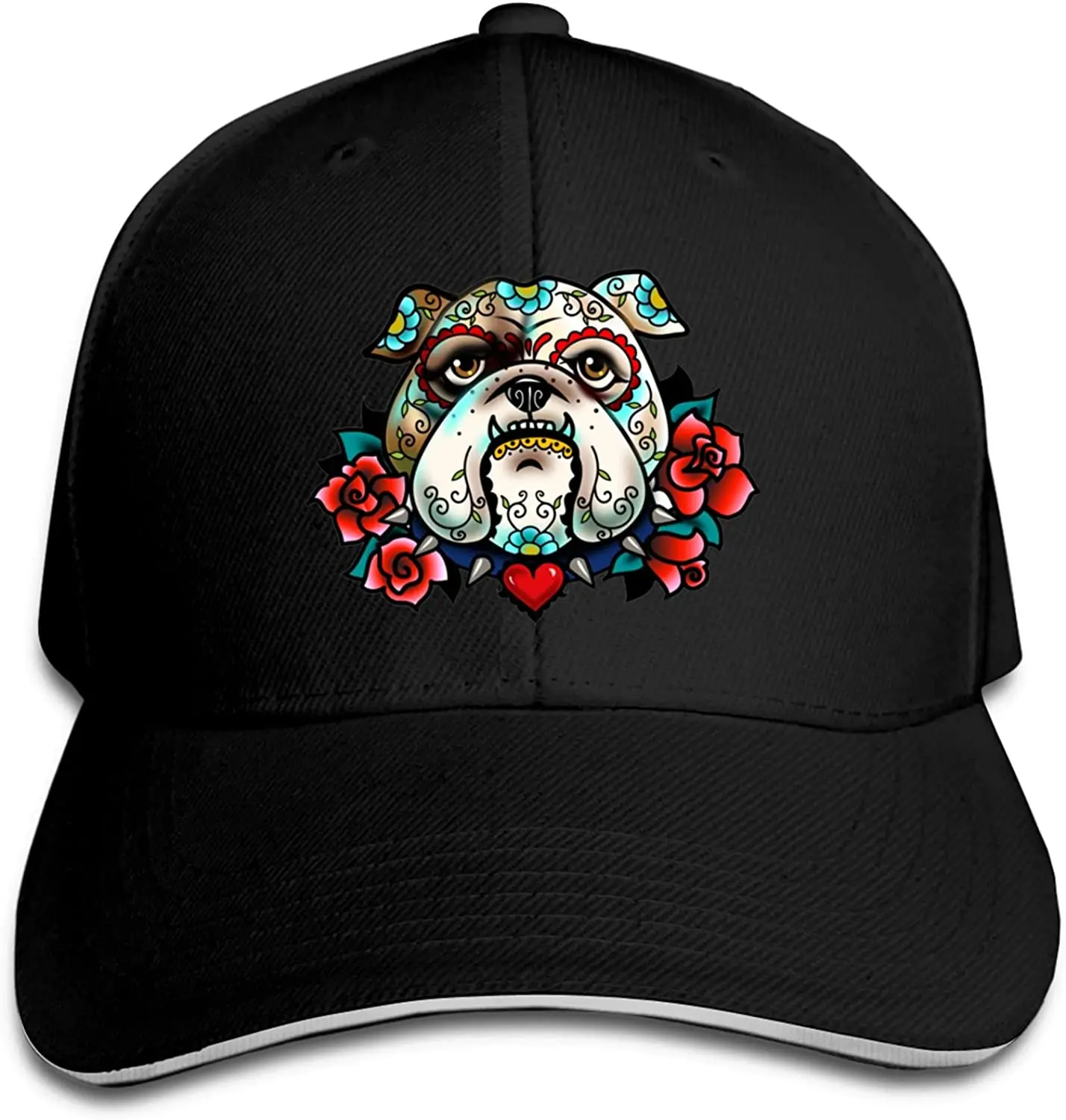 

Bulldog Sugar Skull Unisex Baseball Golf Trucker Cap Adjustable Dad Hat Sandwich Hat