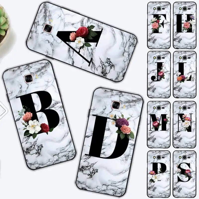 

Marble Letter Phone Case for Samsung J 2 3 4 5 6 7 8 prime plus 2018 2017 2016 core