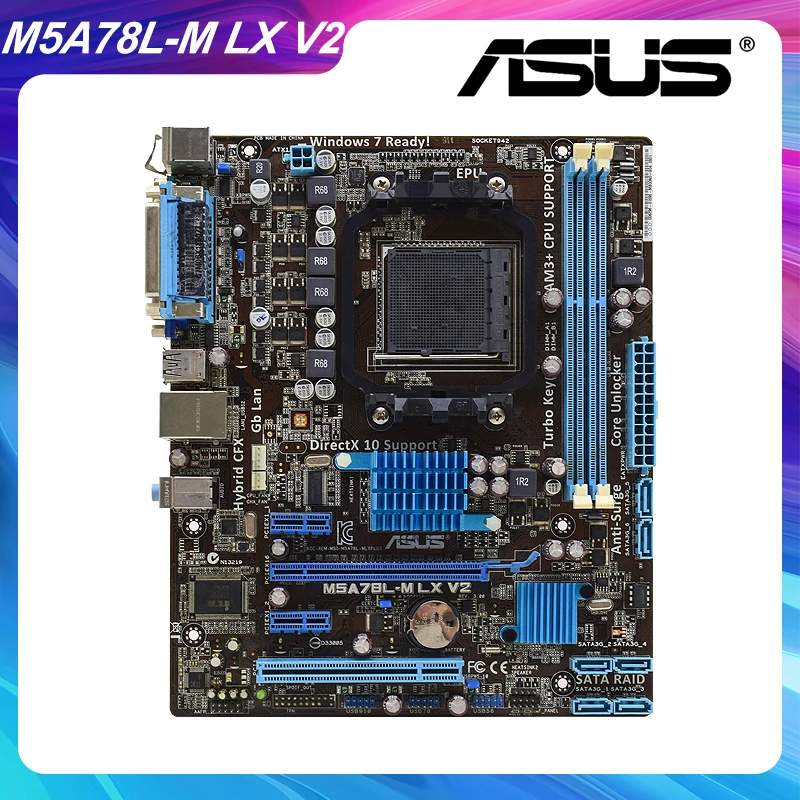 

ASUS M5A78L-M LX V2 Motherboard AM3 Motherboard DDR3 AMD 760G/780L 16GB PCI-E X16 SATA2 uATX Support Phenom II/Athlon II Cpus
