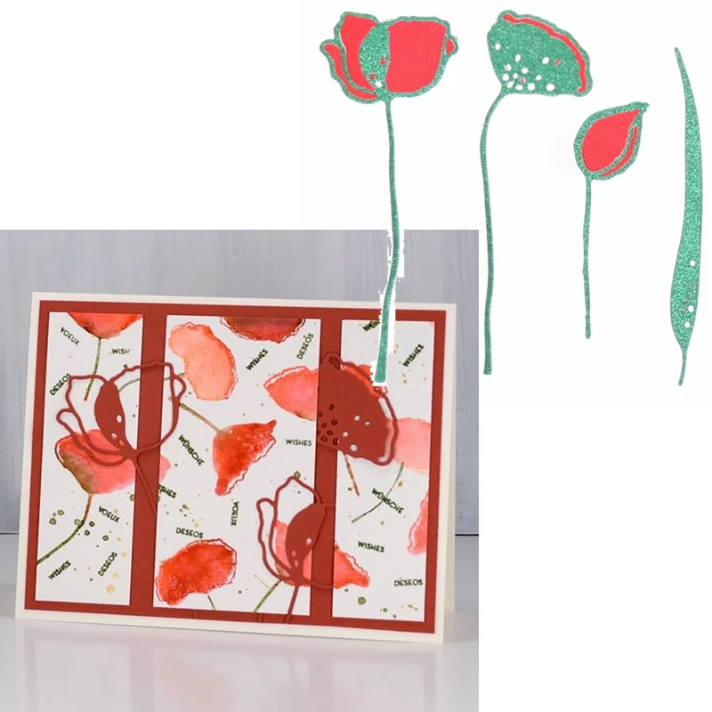 Маковый цветок высечки для изготовления карточек Флорид Мак металлические