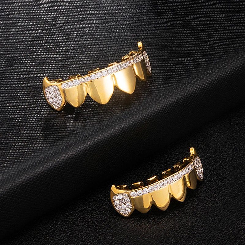 Набор декоративных коронок для зубов в стиле хип-хоп с микрозакрепкой Фианитами