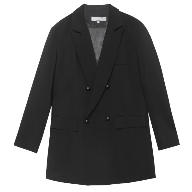 

women's button black jacket, loose long sleeve slotted collar jacket, popular in spring and autumn 2021 1dd3418