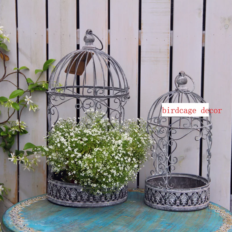 retro beautiful garden decor ideas with birdcage planters