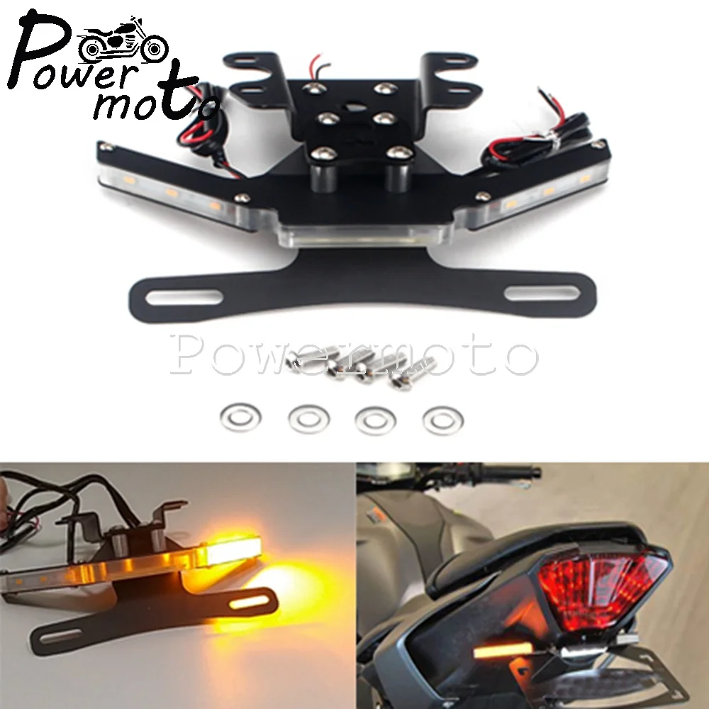 

Стальной держатель для номерного знака мотоцикла, со встроенным поворотником