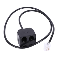 durable rj9 adapter splitter cord dual 2 female to 1 male 4p4c extension cable black extension cable for dropshipping wholesale