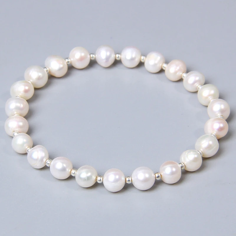 Женский браслет из натурального жемчуга цвет серебра талисман | Украшения и