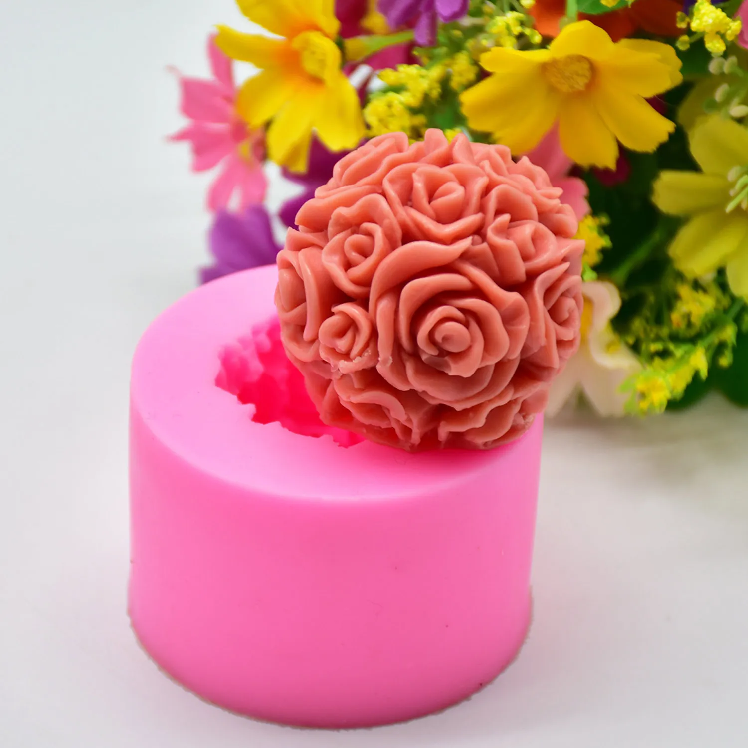 Силиконовая форма для шариков 3D в виде розы самостоятельного изготовления