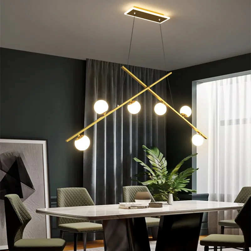 구매 다이닝 룸 LED 샹들리에 현대 크리 에이 티브 커피 숍 주방 섬 바 교수형 빛 북유럽 DIY Dimmable 골든 펜던트 라이트