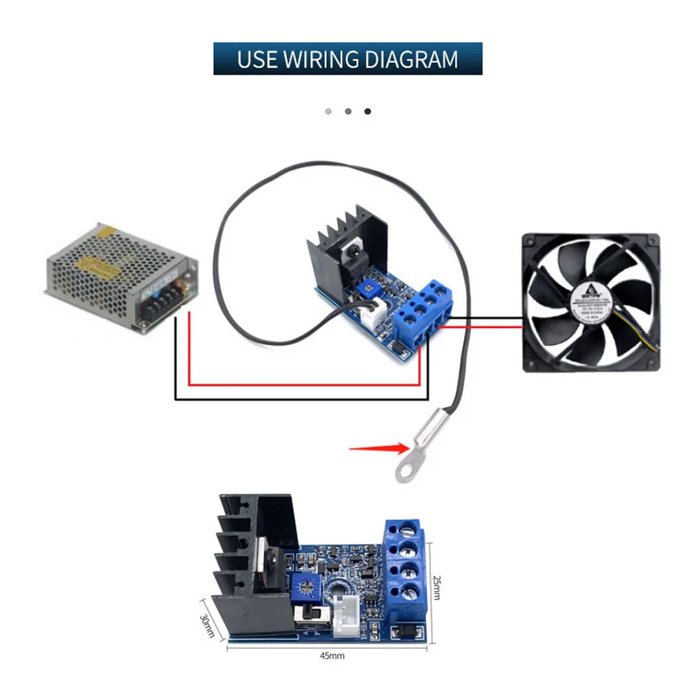 Автоматический регулятор скорости вентилятора 12 В постоянного тока 1 А |