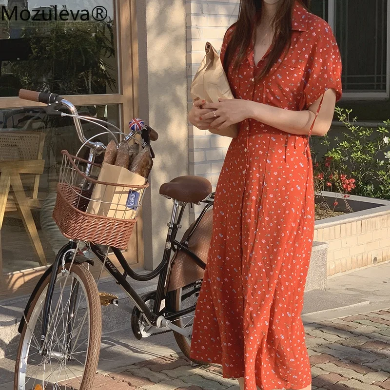 

Платье женское Винтажное с лацканами, однобортное элегантное ТРАПЕЦИЕВИДНОЕ с коротким рукавом, с эластичным поясом, Лето Женское Платье-м...