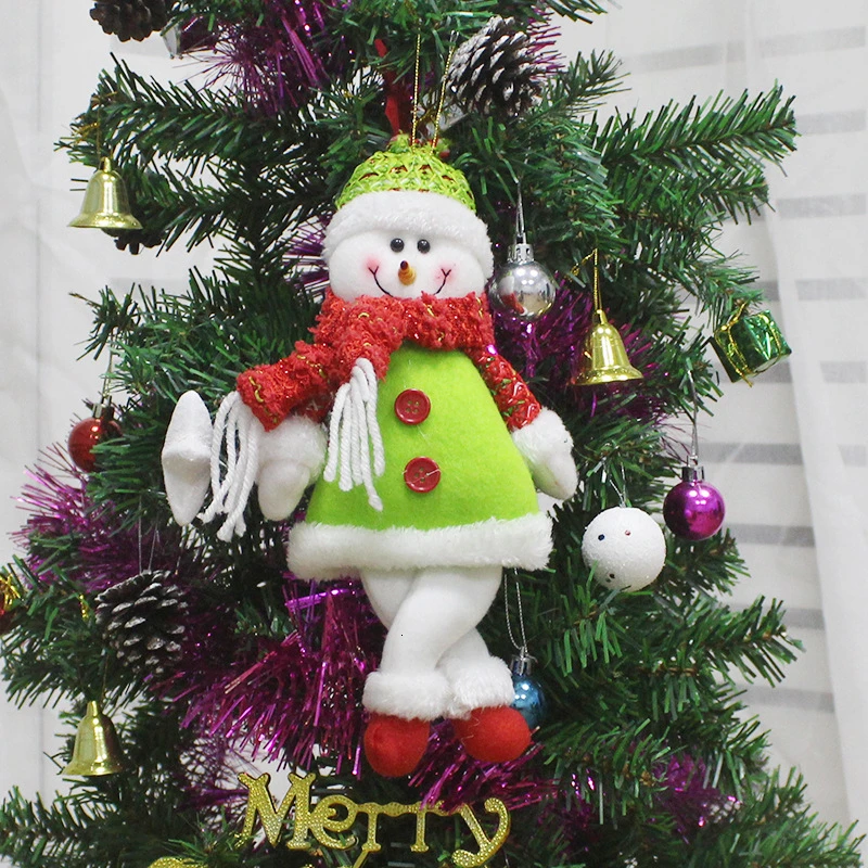 

5pcs Santa Claus Elk Snowman Toy Dolls Ornaments Door Tree Hangings Pendant Kids Gift New Year Christmas Decorations For Home