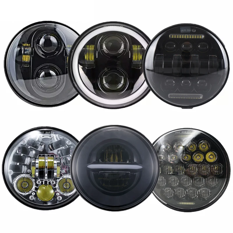 

Black 5.75 inch Halo Angel Eyes Motorcycle Headlight Hi/Low Beam Motorcycle 5 3/4" DRL Turn Signal for Sportster Dyna Wide Glide