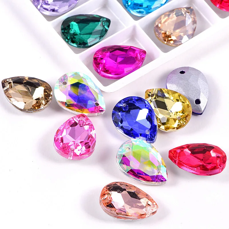 Высокое качество кристалл слеза острый низ стекло пришить стразы s заостренные