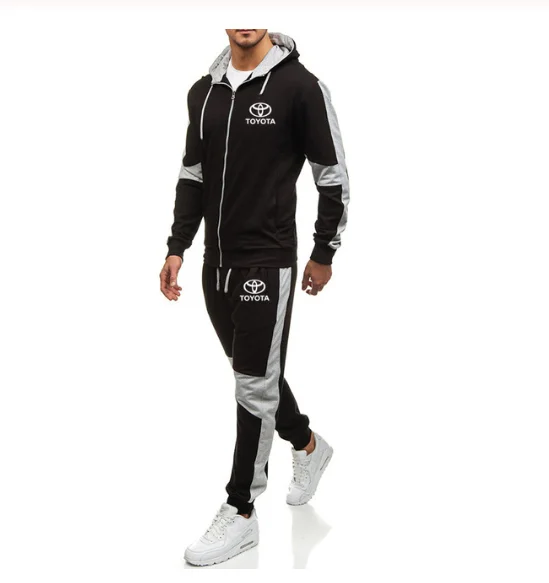 

2020NEW Men for Toyota Car Logo Printed Fashion Casual Harajuku Hooded Fleece Warm zipper Jacket Sweatshirt Sweatpants Suit