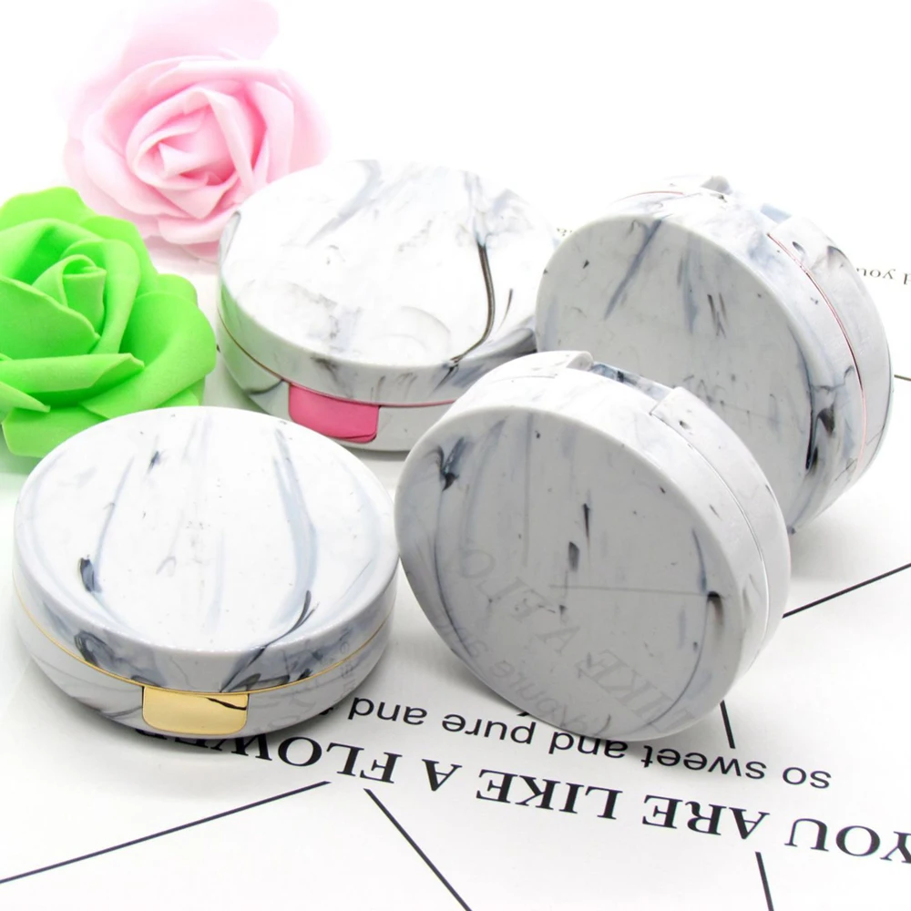 1Pcs Unisex Marble Stripe Lens Container Round Mirror Cover Mini Plastic Colorful Reflective Travel Holder Storage | Красота и