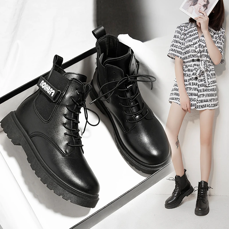 

WHNB стильные универсальные короткие женские сапоги на весну и осень новые одноботинки рыцарские сапоги черные универсальные повседневные ж...