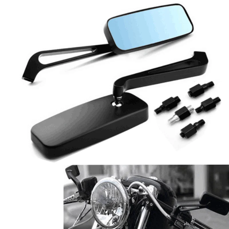 Черные 8 мм 10 мотоциклетные боковые зеркала заднего вида для Honda Yamaha Kawasaki уличные