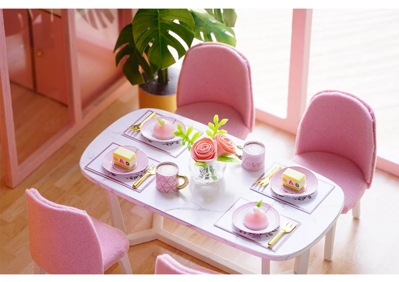 CUTEBEE DIY кукольный домик деревянные кукольные домики Миниатюрный Кукольный дом набор мебели Каса музыка светодиодные игрушки для детей подарок на день рождения M21