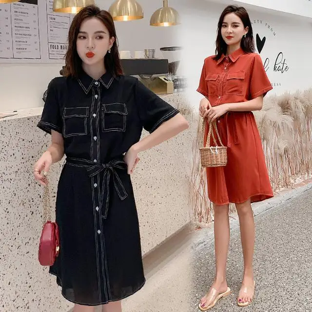 Облегающее однобортное платье-рубашка UT295 | Женская одежда