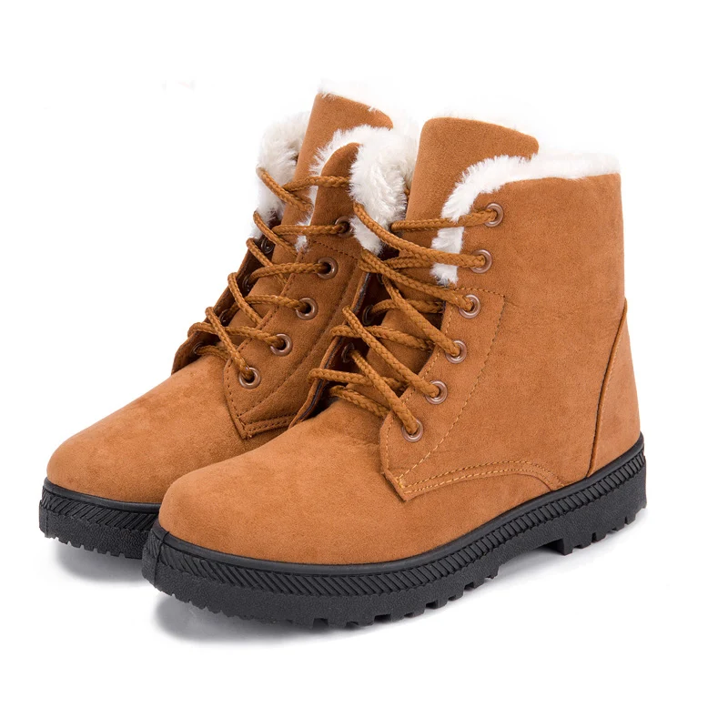 

Women Shoes Platform Ankle Boots Winter Warm Snow Botas Lace Up Brand Shoes Leather Plush Fur Fashion Shoes Casual Footwear 2021