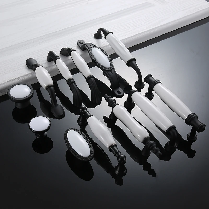 Черно белый современный простой ящик ручка для шкафа шкаф дверь Европейский